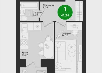 Продам 1-комнатную квартиру, 41.2 м2, Йошкар-Ола, микрорайон Гомзово