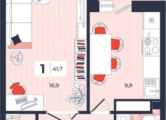 Продается 1-комнатная квартира, 41.7 м2, Тула