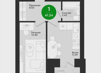 Продается 1-комнатная квартира, 41.2 м2, Йошкар-Ола, микрорайон Гомзово