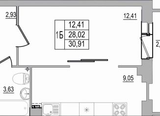 Продается однокомнатная квартира, 30.9 м2, Псков, улица Юности, 32, ЖК Смарт-квартал
