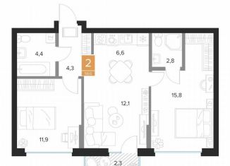 Продаю 2-комнатную квартиру, 58.6 м2, Курск