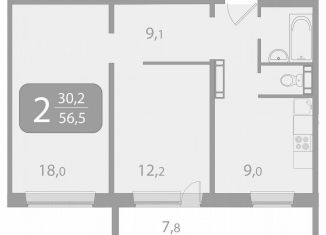 Продам 2-комнатную квартиру, 56.5 м2, поселок Зональная Станция, улица Королёва, 20