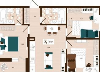 Продажа 4-ком. квартиры, 68.4 м2, Тула