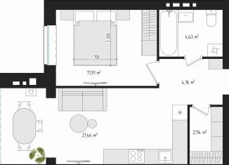 Продам 1-комнатную квартиру, 44.4 м2, Брянск, улица Некрасова, 20