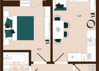 Двухкомнатная квартира на продажу, 39.1 м2, Тула