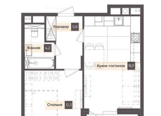 Продам однокомнатную квартиру, 44.1 м2, Калуга