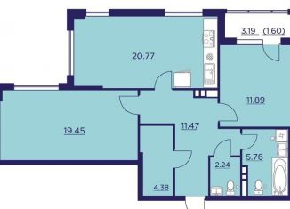 Продаю 2-ком. квартиру, 77.6 м2, Воронеж, улица Ломоносова, 116А