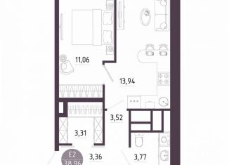 Продам 1-ком. квартиру, 39 м2, Тула, Пряничная улица, 8