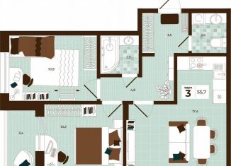 Продажа 3-комнатной квартиры, 55.7 м2, Тула