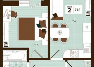 Продаю 2-ком. квартиру, 39.1 м2, Тула