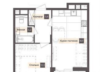 Продается 1-ком. квартира, 44.1 м2, Калуга