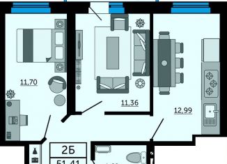 2-ком. квартира на продажу, 51.4 м2, Ростов-на-Дону, Кировский район