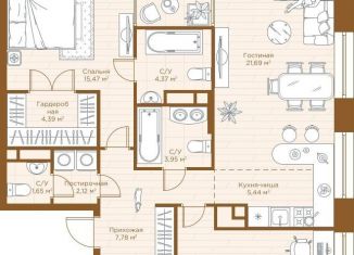 Двухкомнатная квартира на продажу, 88.8 м2, Татарстан