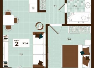 Продаю 2-ком. квартиру, 39.4 м2, Тула, Центральный территориальный округ