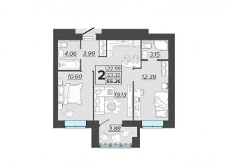 Продаю двухкомнатную квартиру, 55.3 м2, Брянск
