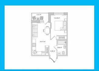 Продам 1-ком. квартиру, 39.5 м2, посёлок Парголово