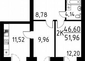 Продаю двухкомнатную квартиру, 52 м2, деревня Кисловка, улица Марины Цветаевой, 42