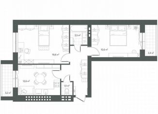 2-ком. квартира на продажу, 66.1 м2, посёлок городского типа Петра Дубрава, улица Строителей, 7