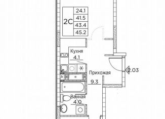 Продам 2-комнатную квартиру, 45.2 м2, Владивосток, улица Расула Гамзатова, 7к2