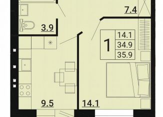 Продается однокомнатная квартира, 35.9 м2, Орловская область, бульвар Героев, 7