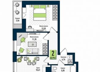 Продажа двухкомнатной квартиры, 49.8 м2, Киров, Никитская улица, 229