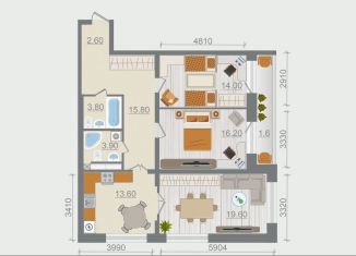 Продам 3-ком. квартиру, 91.1 м2, деревня Разбегаево