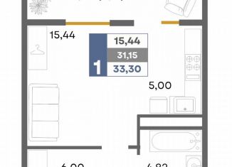Продается квартира студия, 33.3 м2, Крым