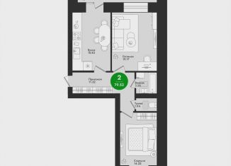 Продается 2-комнатная квартира, 79.5 м2, Йошкар-Ола, микрорайон Гомзово