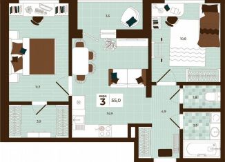 Продажа 3-комнатной квартиры, 55 м2, Тула