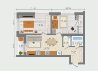 Продаю двухкомнатную квартиру, 64.7 м2, деревня Разбегаево