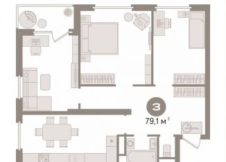Продам 3-ком. квартиру, 79.1 м2, Тюмень, ЖК Горизонт, улица Мельникайте, 2к12