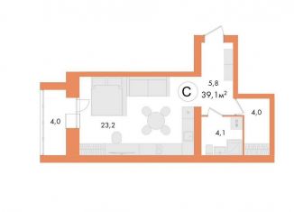 Продам квартиру студию, 39.1 м2, Ишим, улица Ленина