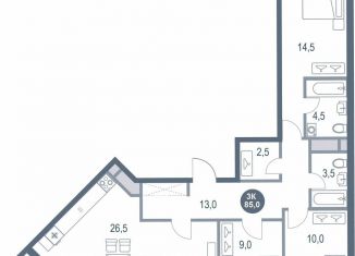 Продажа 3-ком. квартиры, 85 м2, Котельники, микрорайон Новые Котельники, 11