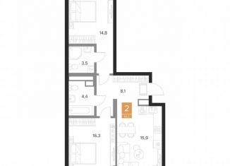 Продается двухкомнатная квартира, 64.2 м2, Курск