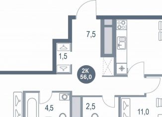 Продается 2-ком. квартира, 56 м2, Котельники, микрорайон Новые Котельники, 11