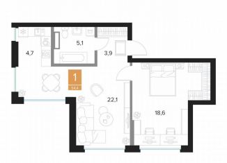 Продается 1-ком. квартира, 54.4 м2, Курск