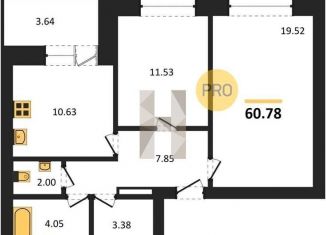 2-ком. квартира на продажу, 58.8 м2, Воронеж, улица Курчатова, 26Б