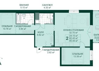 Продам двухкомнатную квартиру, 85.4 м2, Санкт-Петербург, ЖК Магнифика