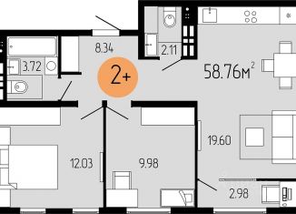 Продается 2-ком. квартира, 58.8 м2, Тобольск, 6-й микрорайон, 110к1
