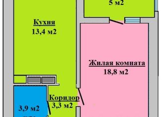 Продается 1-ком. квартира, 44.4 м2, Санкт-Петербург, Парашютная улица, 58, ЖК Каменка