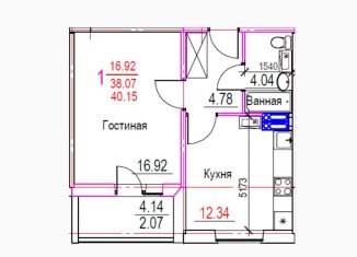 1-комнатная квартира на продажу, 40.2 м2, Ульяновск, жилой комплекс Панорама, 4, Ленинский район