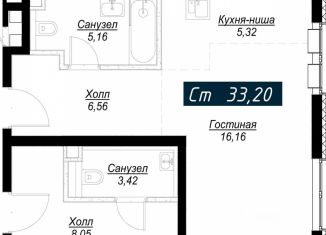 Продажа квартиры студии, 33.2 м2, Магадан, Колымская улица, 9, микрорайон 31-й квартал