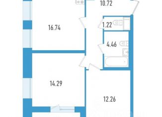 Продажа 2-комнатной квартиры, 61.6 м2, Санкт-Петербург, муниципальный округ Гагаринское