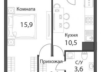 Продам 1-комнатную квартиру, 34.7 м2, посёлок Коммунарка, ЖК Аквилон Парк, Фитарёвская улица, 6