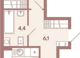 1-комнатная квартира на продажу, 49.6 м2, Пенза, жилой комплекс Норвуд, с2