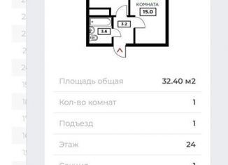 Продается 1-ком. квартира, 32.4 м2, Краснодар, микрорайон ККБ