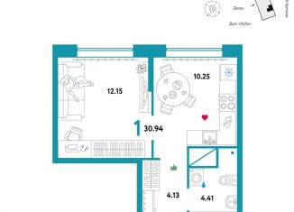 Продаю 1-комнатную квартиру, 30.9 м2, Тюмень, ЖК Колумб