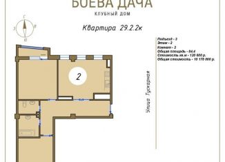 Продажа двухкомнатной квартиры, 84.4 м2, Курская область, Тускарная улица, 18