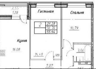 Продается 2-комнатная квартира, 55.6 м2, Санкт-Петербург, Ручьёвский путепровод, муниципальный округ Пискарёвка
