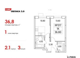 1-ком. квартира на продажу, 36.8 м2, Московская область, Солнечная улица, 6